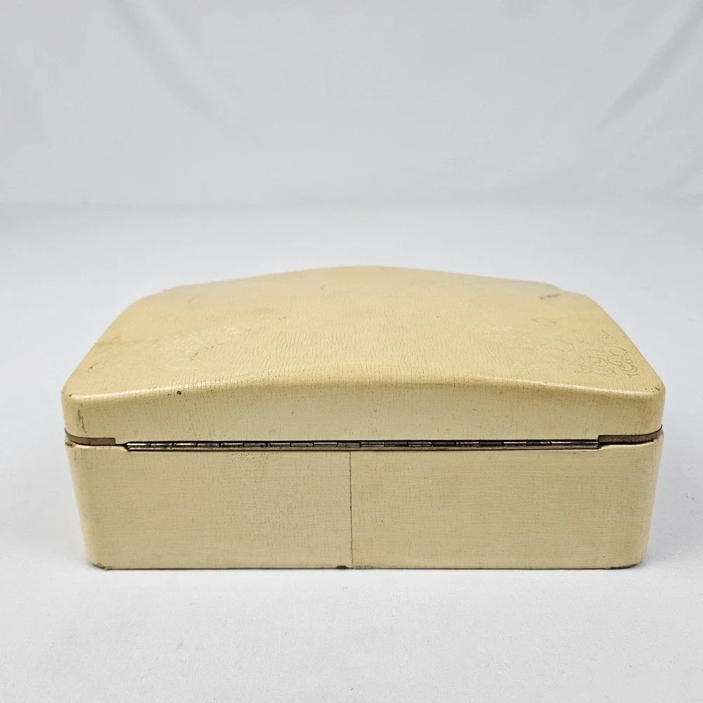 Vintage Jewelry Box Gold Embossed Faux Leather Farrington 50's Boho MCM